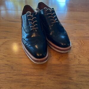 Black Leather Massimo Dutti Oxford Shoes